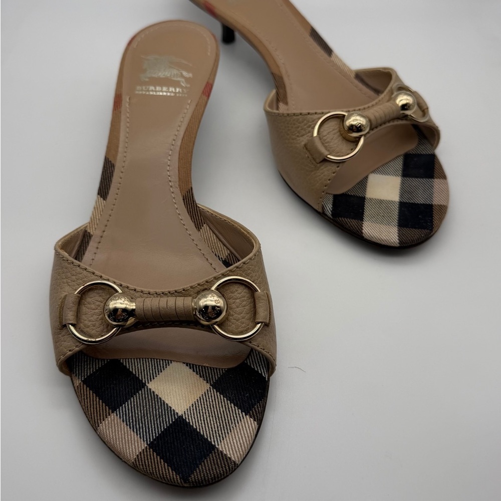 Burberry Checked Slide Kitten Heel